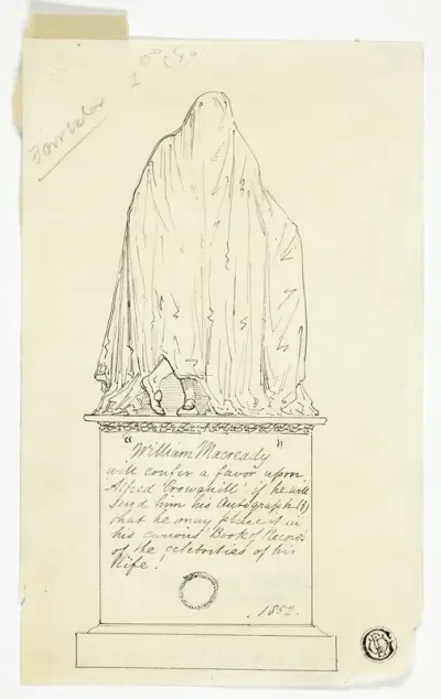 Visiting Card with Draped Monument, Artist's Inscription
