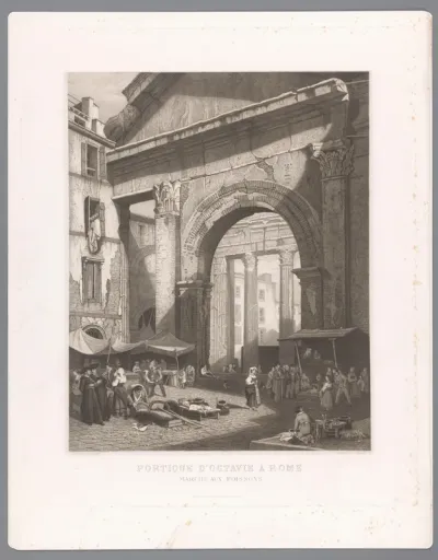 Vismarkt bij de Porticus van Octavia te Rome