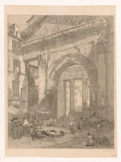 Vismarkt bij de Porticus van Octavia te Rome