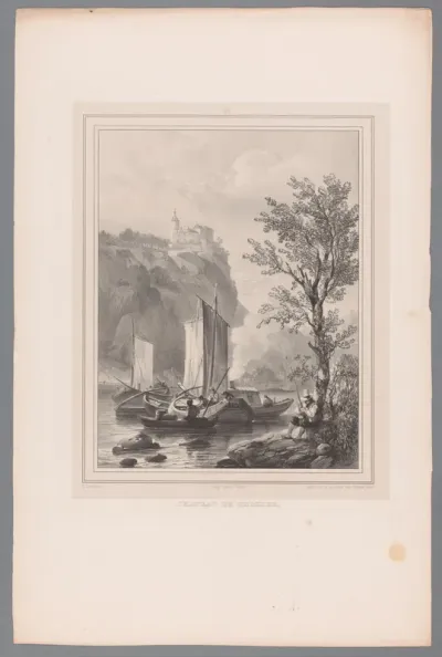 Visser aan de Maas bij het kasteel van Chokier
