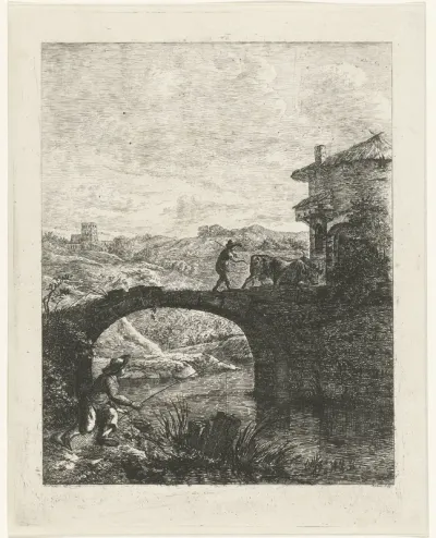 Visser bij een brug