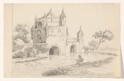 Visser bij een kasteel