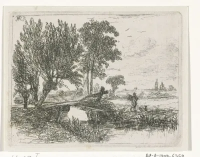 Visser in een landschap