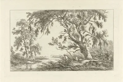 Visser in een rivierlandschap