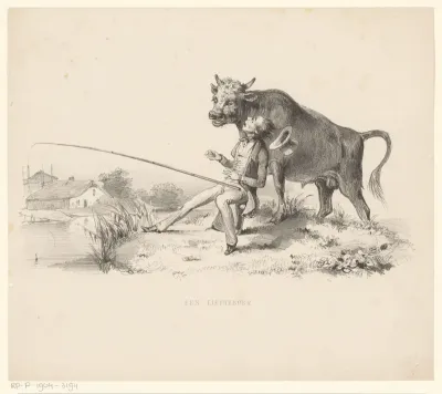 Visser schrikt van stier
