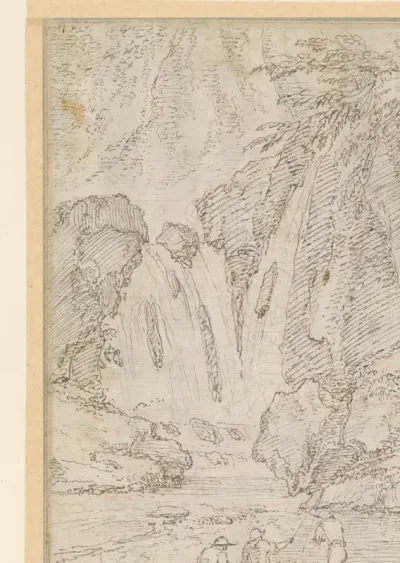 Vissers bij een waterval