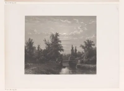 Vissers bij rivier bij volle maan