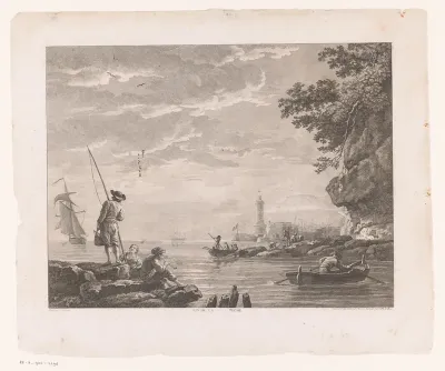 Vissers in een mediterraan kustlandschap