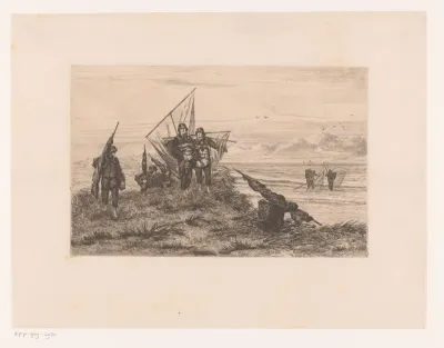 Vissers met schepnetten