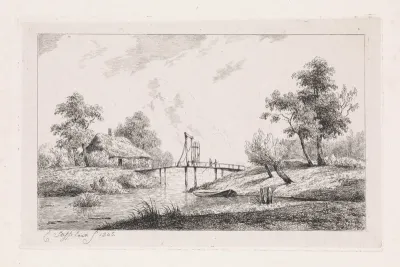 Vissers op een brug