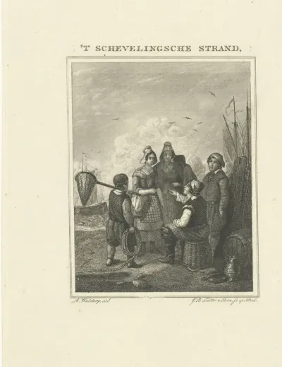 Vissers op het strand van Scheveningen