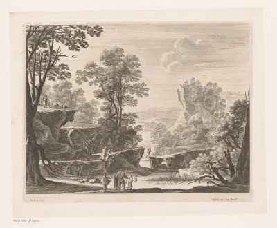 Vissers op rotsen bij rivier