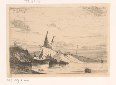 Vissersboot bij de duinen van Blankenberge
