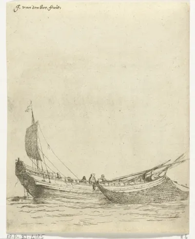 Vissersboot met hangend net