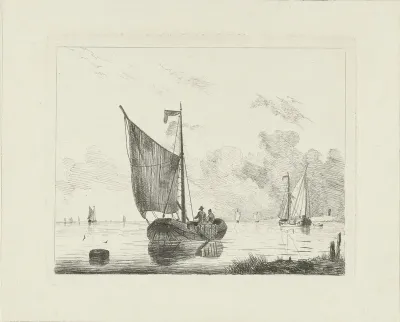 Vissersboot met twee vissers