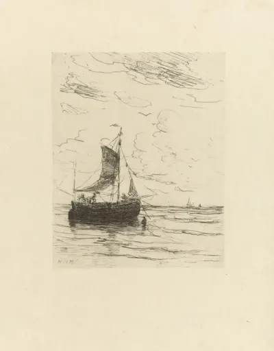 Vissersboot voor de kust