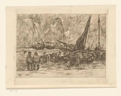Vissersboten aan het strand