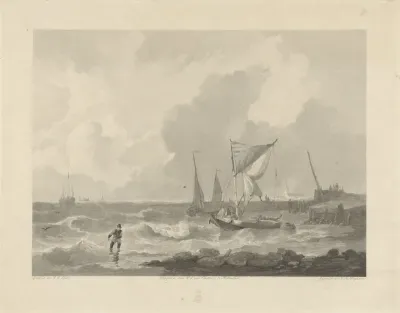 Vissersboten bij een havenhoofd
