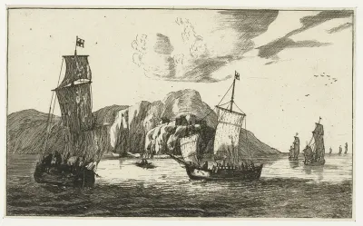 Vissersboten in een baai