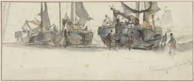 Vissersboten op het strand van Scheveningen