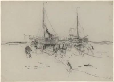 Vissersboten op het strand