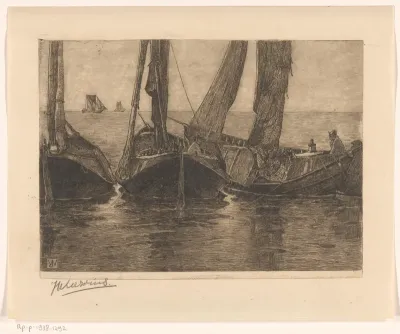 Vissersboten op kalme zee