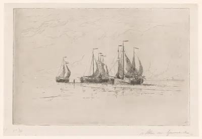 Vissersschepen op het strand bij Zandvoort