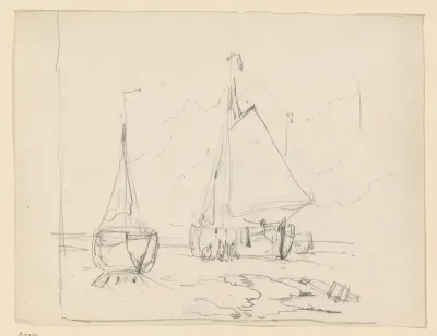 Vissersschepen op het strand