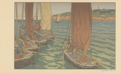 Vissersschepen varen uit