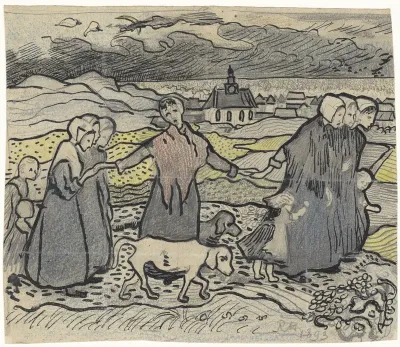 Vissersvrouwen in de duinen