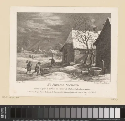 Vlaams landschap met boerderijen in de sneeuw