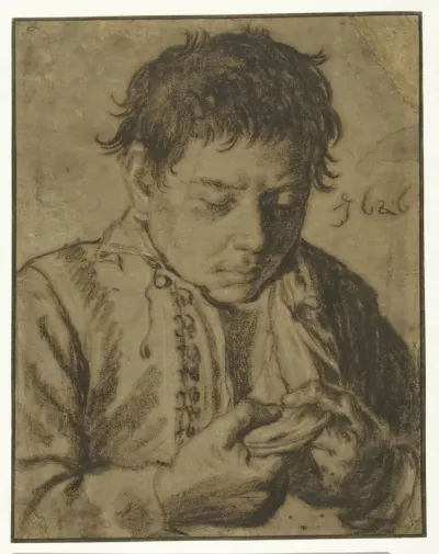 Vlooiende jongen, ten halven lijve