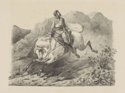 Vluchtende soldaat te paard