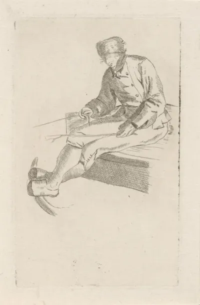 Voerman met pelsmuts