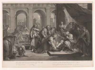 Voetwassing van Petrus door Christus