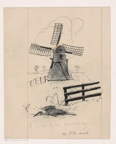 Vogel bij een molen