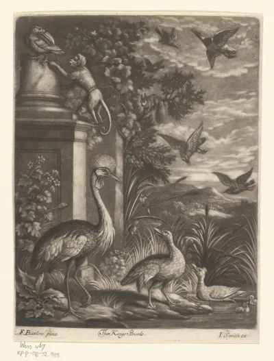 Vogels bij een monument