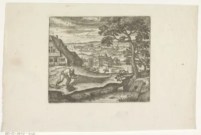 Vogelvanger in landschap