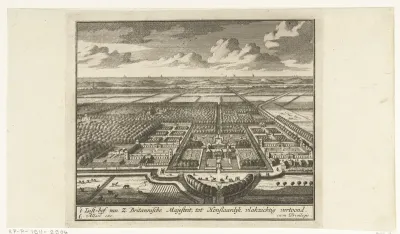 Vogelvlucht aanzicht van Paleis Honselaarsdijk