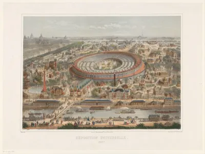 Vogelvlucht van de wereldtentoonstelling van 1867 in Parijs