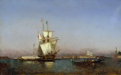 Voilier à l'entrée du Grand Canal à Venise
