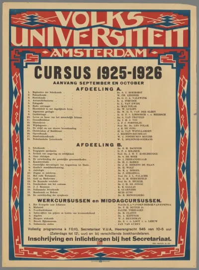 Volksuniversiteit Amsterdam. Cursus 1925-1926 (...)