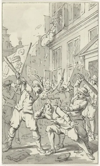 Volkswoede in Alkmaar tijdens het Kaas- en Broodoproer, 1492
