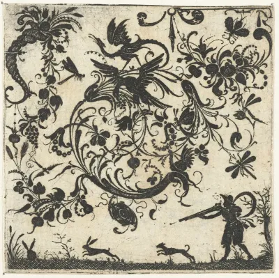 Voluut met vogels en insecten