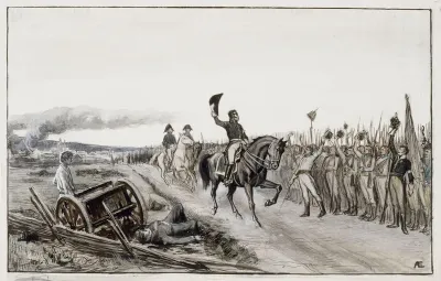 Von Döbeln Greeting His Troops from the Poem Number Fifteen Stolt (original drawing for the Tales of Ensign Stål)