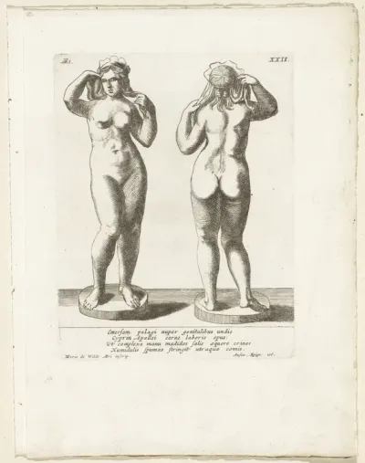 Voor- en achteraanzicht van een Venusbeeld