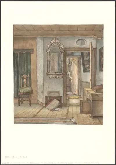 Voor- en achterkamer van de woning van de kunstenaar