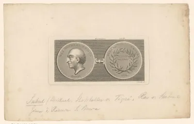 Voor- en achterzijde van een penning met het portret van Mikael Sehul op 73-jarige leeftijd