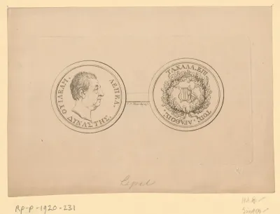 Voor- en achterzijde van een penning met portret van een man, mogelijk Wilhelm Heinrich von Lepel