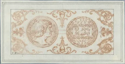 Voor- en achterzijde van een penning met portret van Karel de Stoute, hertog van Bourgondië